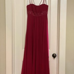David’s Bridal Apple red bridesmaid dress